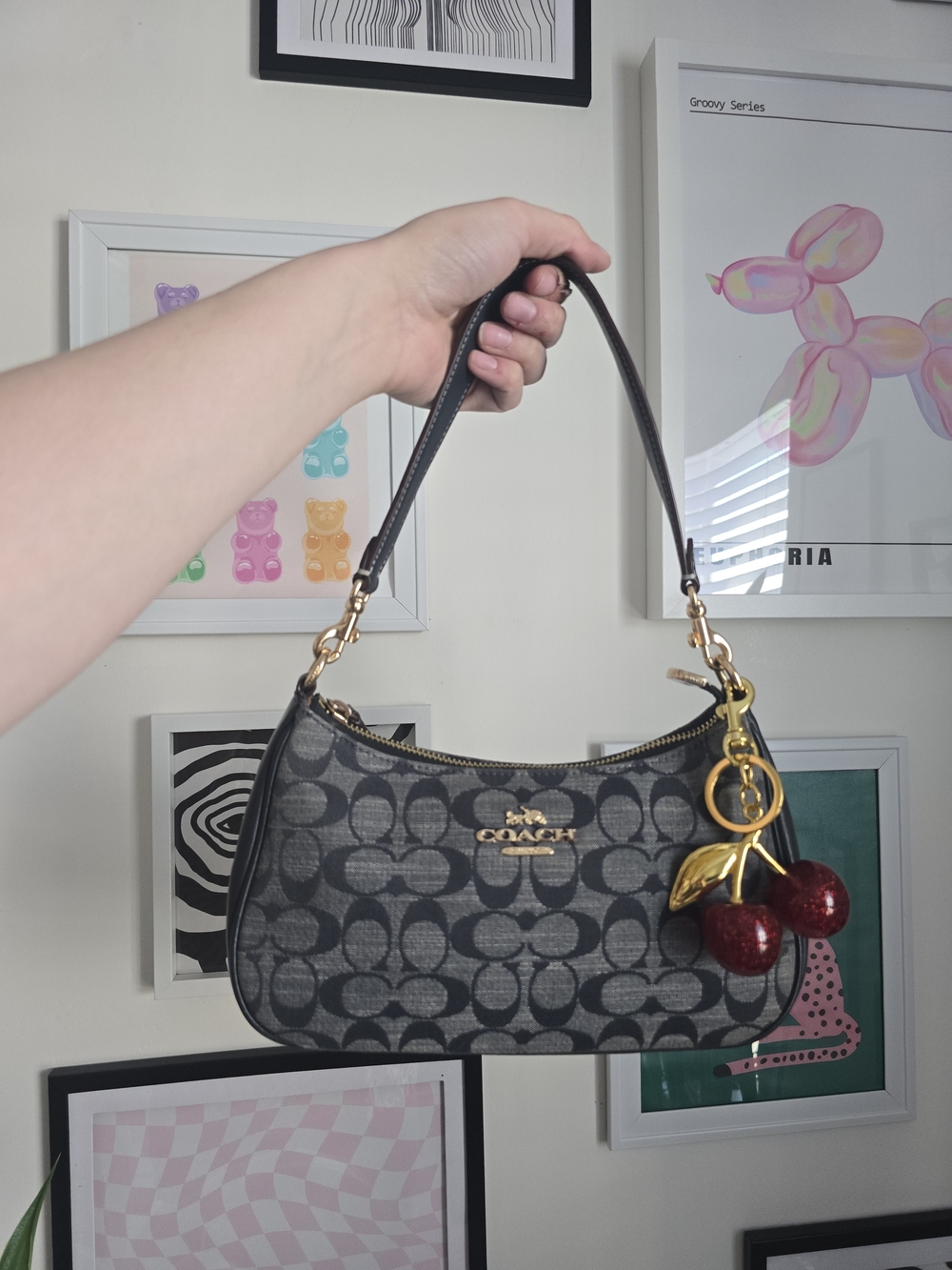 Authentic Coach Teri Shoulder Bag And Wristlet Set - Denim Like